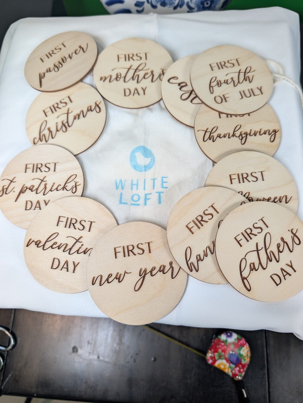 Natural Wood 'First' Milestone Discs - Holiday & Celebration Set